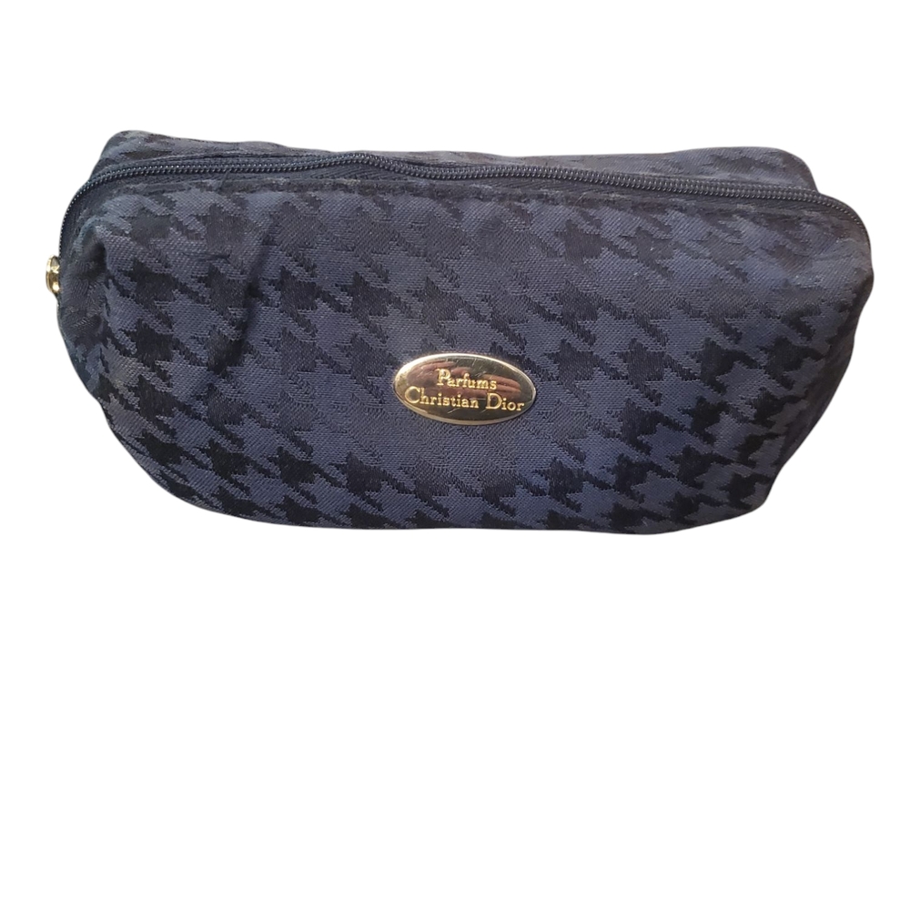 Christian Dior Blue Houndstooth Cosmetic Bag